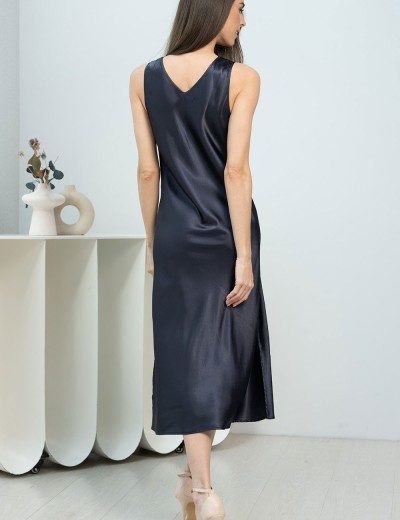 Шелковая длинная сорочка Mia-Amore EMMANUELLE 4348, Цвет: черника, Размеры: L, изображение 2