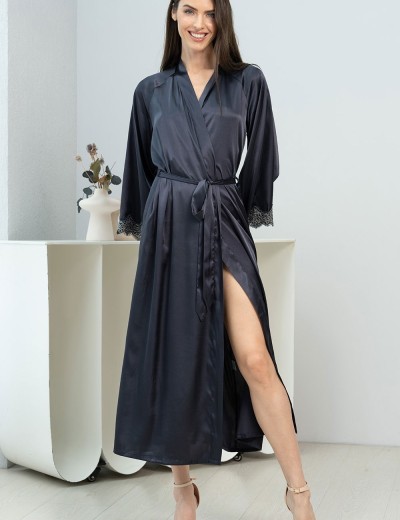 Длинный запашной халат Mia-Amore EMMANUELLE 4349, Цвет: черника, Размеры: 2XL/3XL, изображение 3