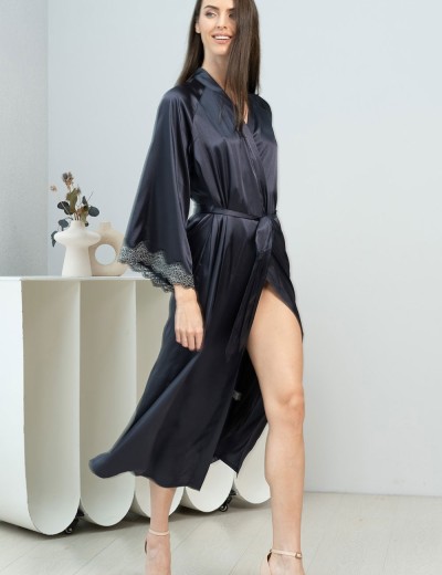 Длинный запашной халат Mia-Amore EMMANUELLE 4349, Цвет: черника, Размеры: 2XL/3XL, изображение 4