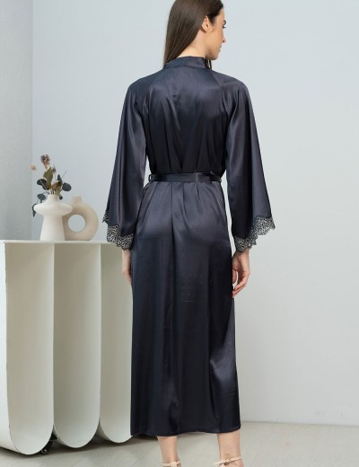 Длинный запашной халат Mia-Amore EMMANUELLE 4349, Цвет: черника, Размеры: 2XL/3XL, изображение 2