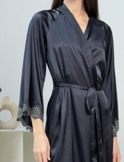 Длинный запашной халат Mia-Amore EMMANUELLE 4349, Цвет: черника, Размеры: 2XL/3XL, изображение 5