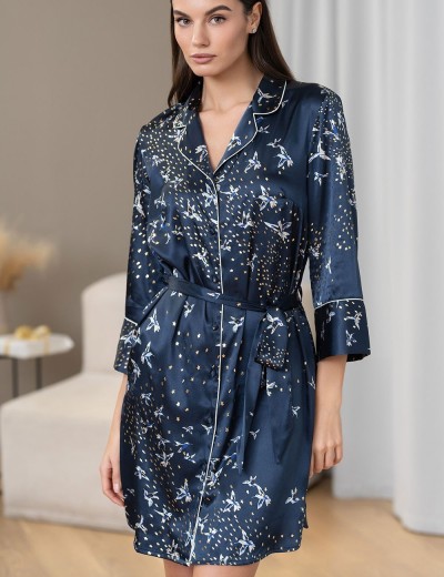 Атласная домашняя рубашка Mia-Amore GALAXY 7417, Цвет: темно-синий, Размеры: S, изображение 4