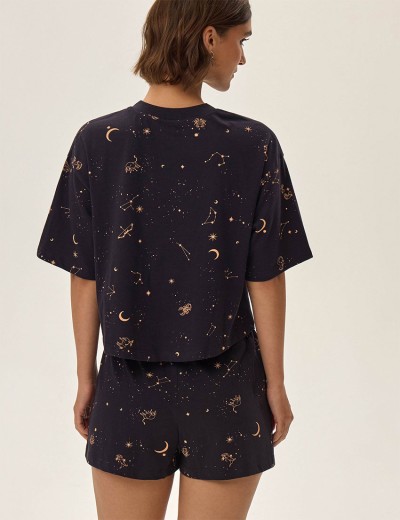 Пижама из хлопка с шортами Esotiq 42083 JOURNEY, Цвет: сине-черный, Размеры: L, изображение 2