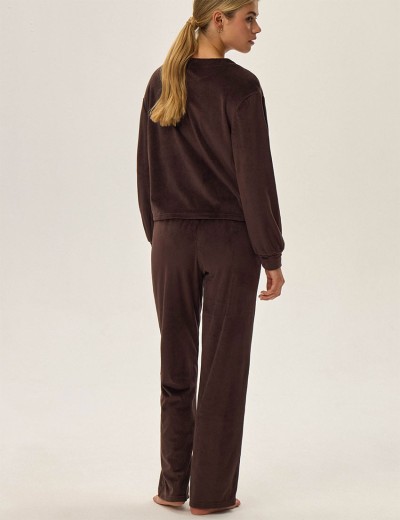 Велюровый комплект Esotiq 42095 JADE шоколадный, Цвет: шоколадный, Размеры: XL, изображение 3