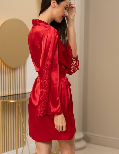 Короткий халат из шелка Mia-Amore MARJORY 3963 красный, Цвет: красный, Размеры: S/M, изображение 2