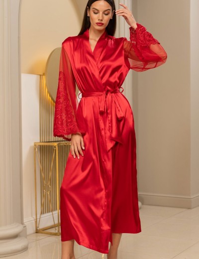 Натуральный шелковый халат Mia-Amore MARJORY 3969 красный, Цвет: красный, Размеры: S/M, изображение 4