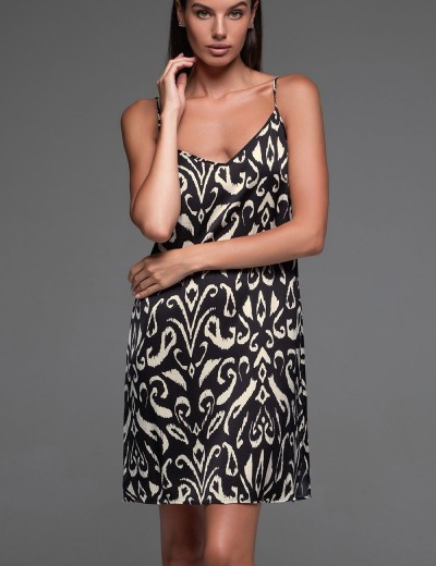 Шелковая сорочка с узором Mia-Amore SALMA 4201, Цвет: черный, Размеры: L, изображение 3