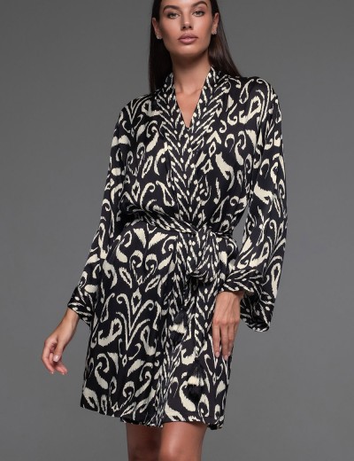 Халат из шёлка с вискозой Mia-Amore SALMA 4203, Цвет: черный, Размеры: 2XL/3XL, изображение 3