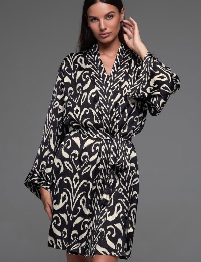 Халат из шёлка с вискозой Mia-Amore SALMA 4203, Цвет: черный, Размеры: 2XL/3XL, изображение 4