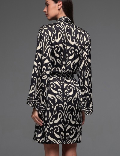 Халат из шёлка с вискозой Mia-Amore SALMA 4203, Цвет: черный, Размеры: 2XL/3XL, изображение 2