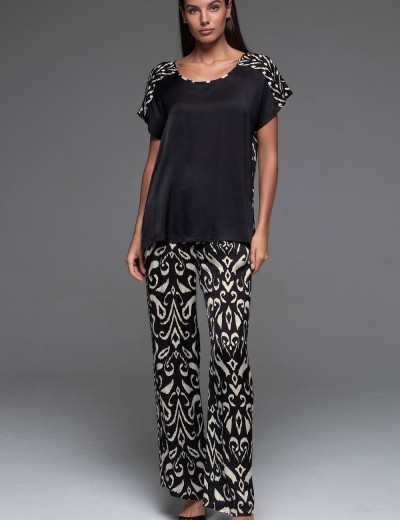 Шелковый комплект со штанами Mia-Amore SALMA 4206, Цвет: черный, Размеры: 2XL, изображение 3