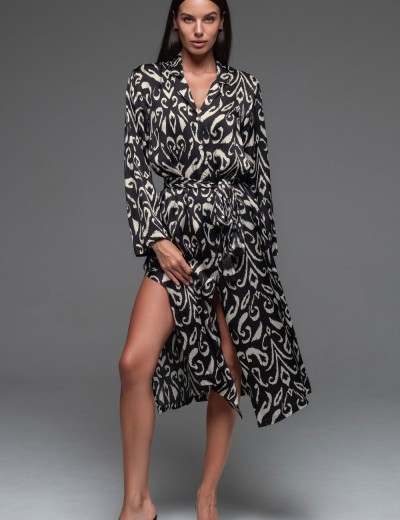 Длинная рубашка из шелка Mia-Amore SALMA 4207, Цвет: черный, Размеры: L, изображение 4