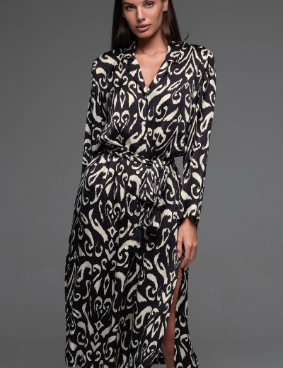 Длинная рубашка из шелка Mia-Amore SALMA 4207, Цвет: черный, Размеры: L, изображение 3