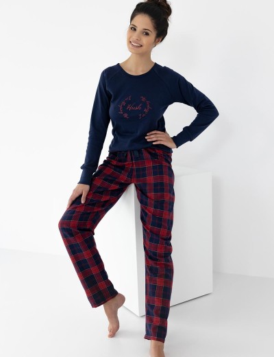 Хлопковая пижама с брюками Sensis EMMELINE, Цвет: темно-синий, Размеры: M, изображение 2