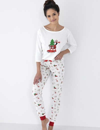 Пижама женская из хлопка Sensis LILLIAN, Цвет: белый, Размеры: M, изображение 4