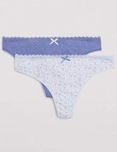 Набор хлопковых стрингов Ysabel Mora 19022 (2 шт) голубой + васильковый, Цвет: голубой + васильковы, Размеры: M, изображение 5