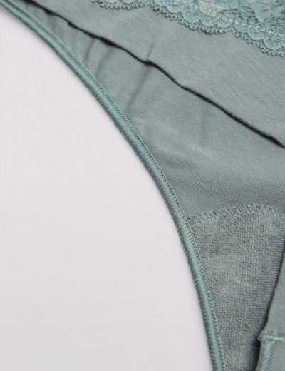 Хлопковые трусы стринги Ysabel Mora 19032 серо-зеленый, Цвет: серо-зеленый, Размеры: M, изображение 4