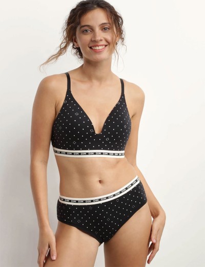 Бюстгальтер формованный без косточек Dim ICON 0DCQ черный набивной, Цвет: черный набивной, Размеры: 80A, изображение 4