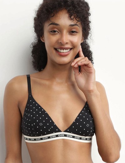 Бюстгальтер без каркасов из хлопка с модалом Dim ICON 0DD7 черный набивной, Цвет: черный набивной, Размеры: XS, изображение 3