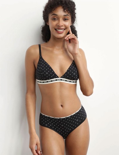 Бюстгальтер без каркасов из хлопка с модалом Dim ICON 0DD7 черный набивной, Цвет: черный набивной, Размеры: XS, изображение 4