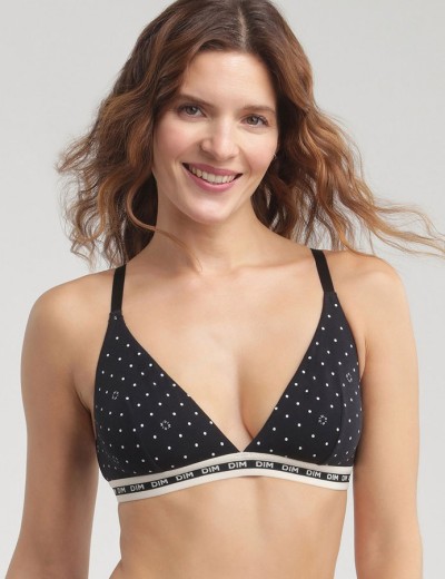 Бюстгальтер без каркасов из хлопка с модалом Dim ICON 0DD7 черный набивной, Цвет: черный набивной, Размеры: XS, изображение 6