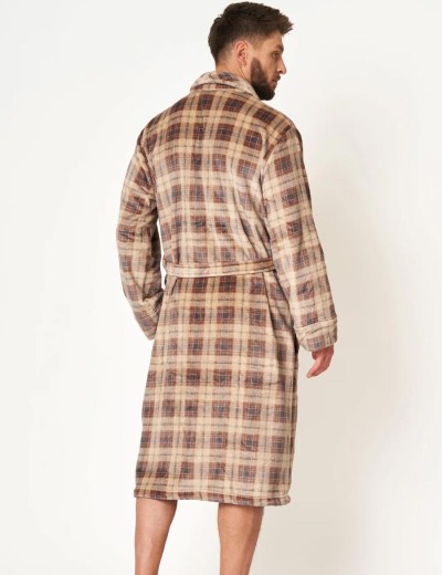 Халат мужской теплый Key MGL 402 бежевый/серый, Цвет: бежевый/серый, Размеры: XL/2XL, изображение 4