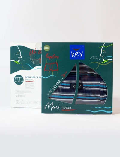 Облегающие боксеры Key MXH 305 темно-синий/голубой, Цвет: темно-синий/голубой, Размеры: M, изображение 2