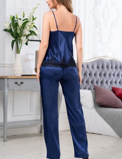 Шелковый комплект тройка Mia-Amore ISABELLA 3185 синий с черным, Цвет: синий с черным, Размеры: S, изображение 4