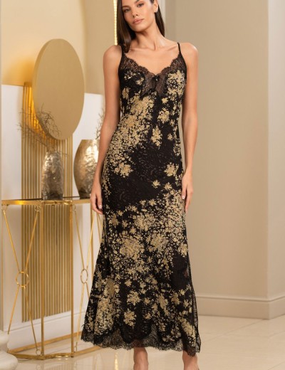 Длинная сорочка с кружевом Mia-Amore VERSALLE 4394, Цвет: черный, Размеры: S, изображение 3