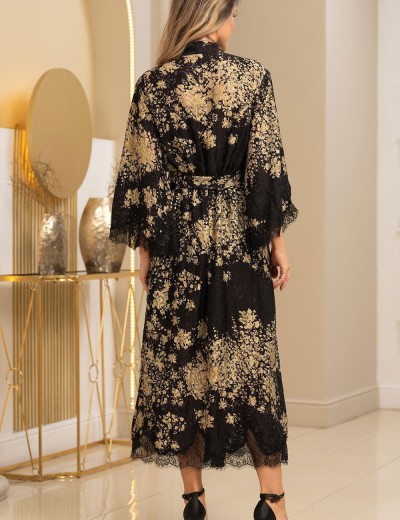 Длинное шелковое кимоно Mia-Amore VERSALLE 4399, Цвет: черный, Размеры: S/M, изображение 4