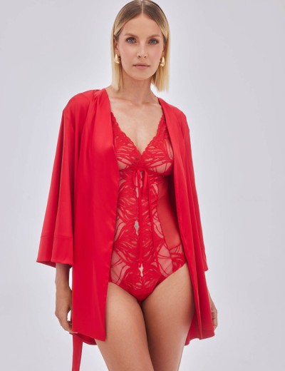 Короткий халат кимоно Alles ADORE Robe Red, Цвет: красный, Размеры: S/M, изображение 2 Короткий халат кимоно Alles ADORE Robe Red, Цвет: красный, Размеры: S/M, изображение 2