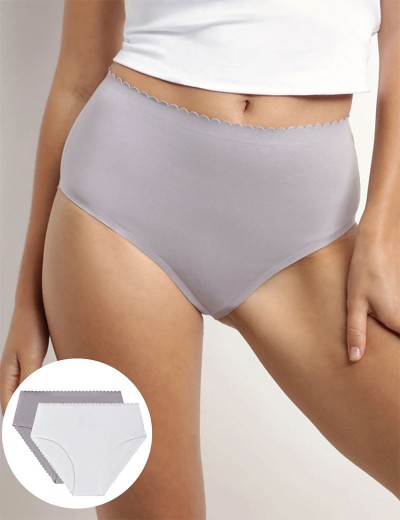 Набор хлопковых трусов Dim BODY TOUCH 0DFP (2 шт) белый и серый, Цвет: белый/серый, Размеры: S/M, изображение 4