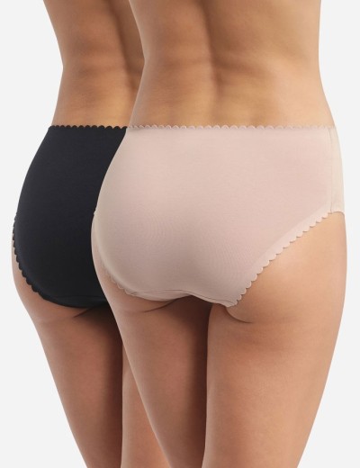 Набор хлопковых трусов Dim BODY TOUCH 0DFQ (2 шт) телесный и черный, Цвет: телесный/черный, Размеры: L/XL, изображение 2