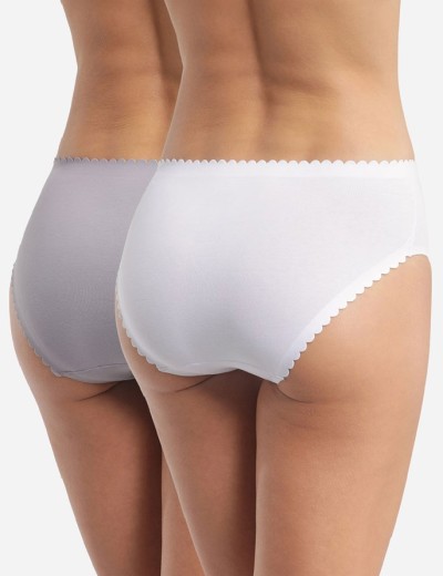 Набор хлопковых трусов Dim BODY TOUCH 0DFQ (2 шт) белый и серый, Цвет: белый/серый, Размеры: S/M, изображение 2