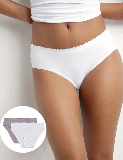 Набор хлопковых трусов Dim BODY TOUCH 0DFQ (2 шт) белый и серый, Цвет: белый/серый, Размеры: S/M, изображение 4