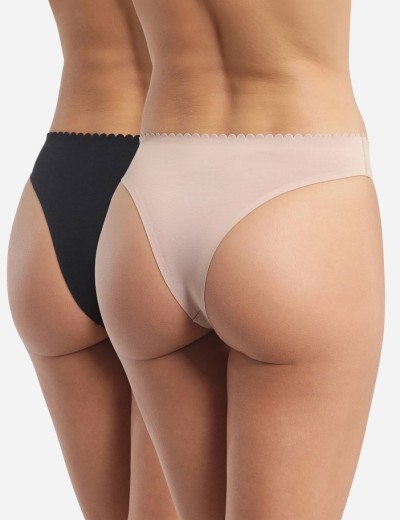 Набор хлопковых стрингов Dim BODY TOUCH 0DFR (2 шт) телесный и черный, Цвет: телесный/черный, Размеры: S/M, изображение 2