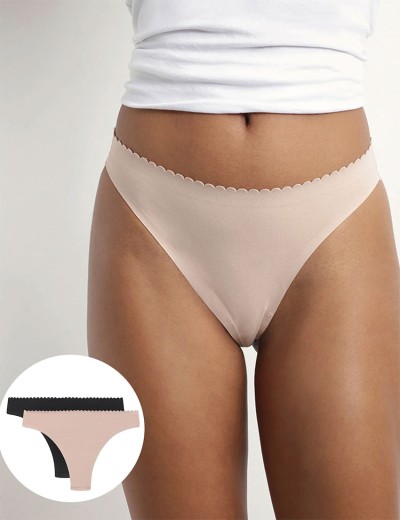 Набор хлопковых стрингов Dim BODY TOUCH 0DFR (2 шт) телесный и черный, Цвет: телесный/черный, Размеры: S/M, изображение 4