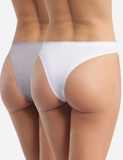 Набор хлопковых стрингов Dim BODY TOUCH 0DFR (2 шт) белый и серый, Цвет: белый/серый, Размеры: XXS/XS, изображение 2