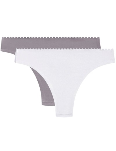 Набор хлопковых стрингов Dim BODY TOUCH 0DFR (2 шт) белый и серый, Цвет: белый/серый, Размеры: XXS/XS, изображение 3