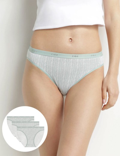 Набор трусов из хлопка Dim LES POCKETS COTON 4C17 сафари - 3 штуки, Цвет: сафари, Размеры: S/M, изображение 4