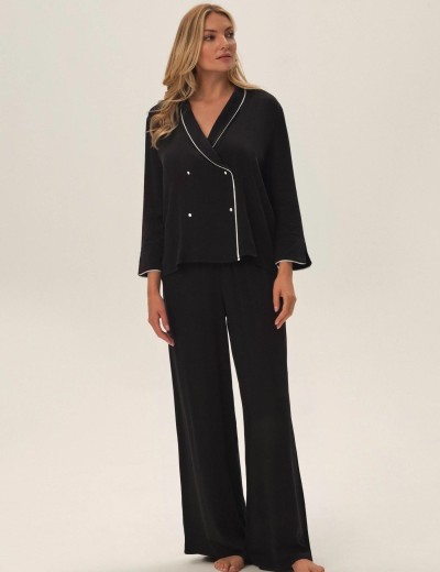 Черная пижама из модала Esotiq 42110 JAINA, Цвет: черный, Размеры: S, изображение 2