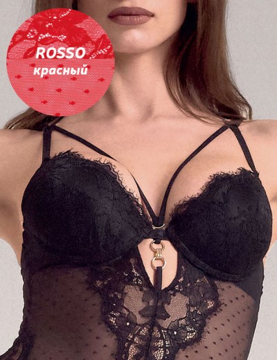 Красный корсет пуш-ап + стринги Lormar BOUNDAGE Bon52628 ОЗ25 rosso, Цвет: rosso (красный), Размеры: 80B, изображение 3