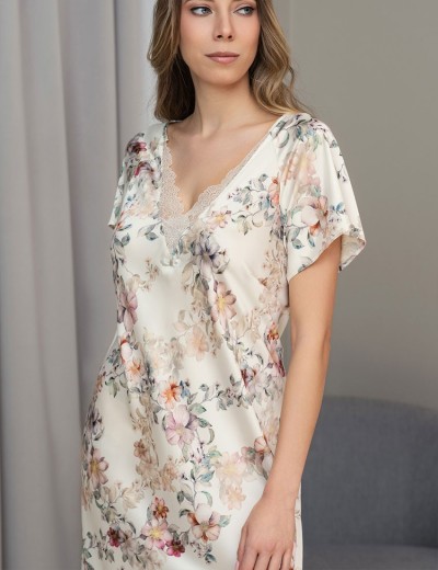 Длинная сорочка из шелка Mia-Amore EDEN 5177, Цвет: молочный, Размеры: L, изображение 3