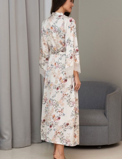 Шелковый халат макси Mia-Amore EDEN 5179, Цвет: молочный, Размеры: L/XL, изображение 3