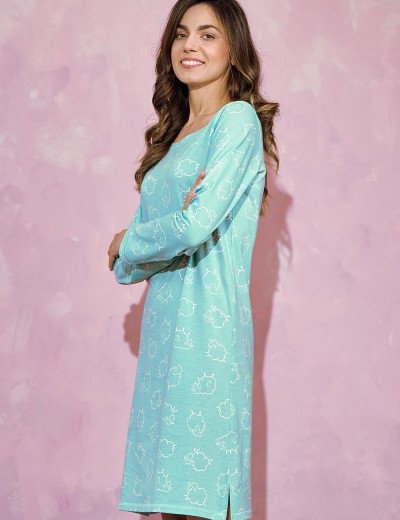 Ночная сорочка с длинным рукавом Taro ABI 3218-01, Цвет: бирюзовый, Размеры: L, изображение 2