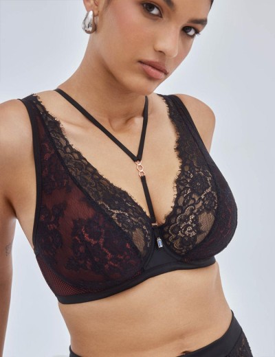 Бюстгальтер бралетт Alles HEARTBEAT M Bralette, Цвет: черный, Размеры: 65E, изображение 3