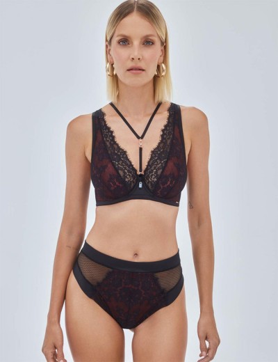 Бюстгальтер бралетт Alles HEARTBEAT M Bralette, Цвет: черный, Размеры: 65E, изображение 8