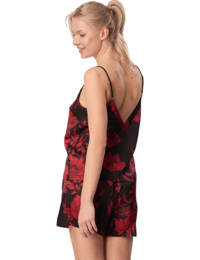 Пижама топ и шорты из вискозы Mefemi ROSALIA pajamas, Цвет: чёрно-красный, Размеры: M, изображение 2