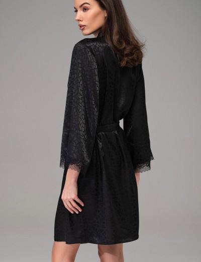 Атласный халат-кимоно Mia-Amore JOANNA 7313 черный, Цвет: черный, Размеры: 2XL/3XL, изображение 2