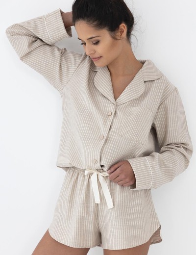 Женская пижама с шортами Sensis ALLISON, Цвет: бежевый, Размеры: L, изображение 2